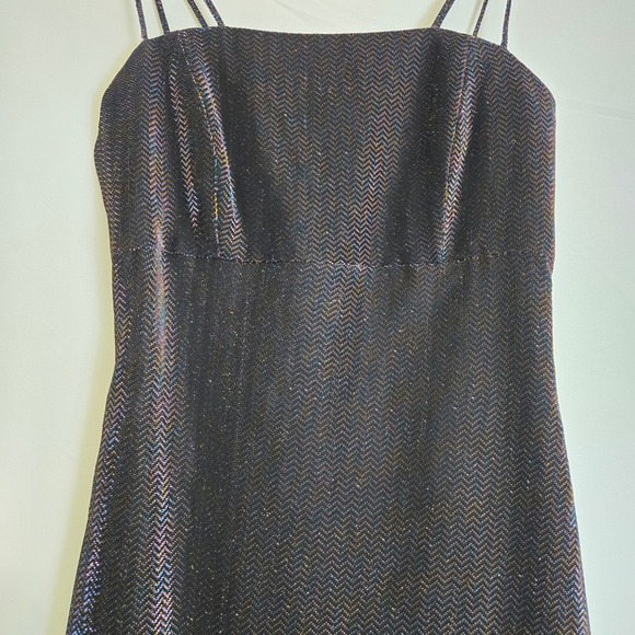 Vtg 80s Nadine Metallic Shimmering Chevron Gown, Black, Juniors 5, Style 1133 - Picture 11 of 16